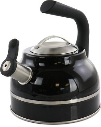 Elite 2.3 Quart Stainless Steel Whistling Tea Kettle in Black