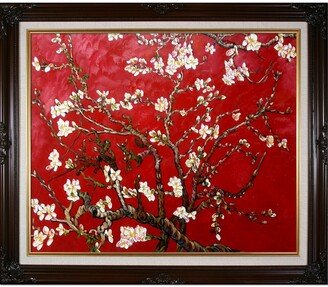 By Overstockart Branches of An Almond Tree In Blossom, Ruby Red with Vintage-like Frame, 26 x 30