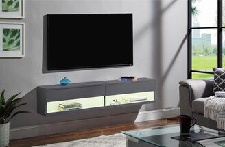 IGEMAN 60L Minimalist Silhouette Wall-Mounted Ximena Floating TV Stand with 2 Open-Up Storage Compartment and Touch LED Light