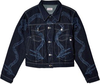 Snake-Print Denim Jacket