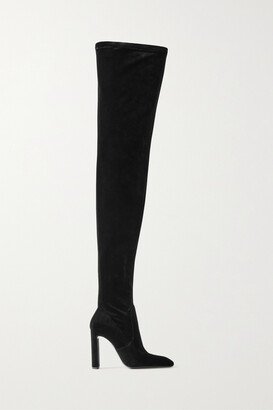 Velvet Over-the-knee Boots - Black