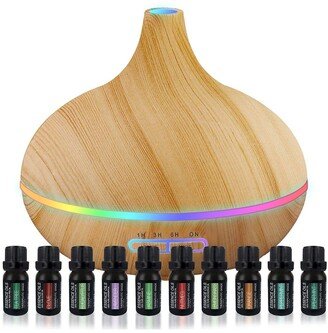 PURE DAILY CARE Ultrasonic Aromatherapy Diffuser & 10-Pack Pure 400ml Essential Oils