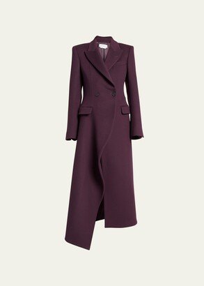 Asymmetric Draped Wool Overcoat