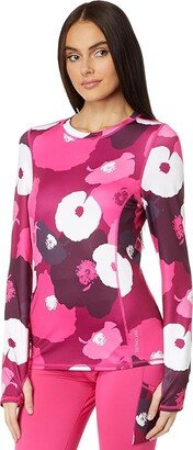 Hot Chillys Micro-Elite Chamois Printed Crew Neck (Poppies) Women's Clothing
