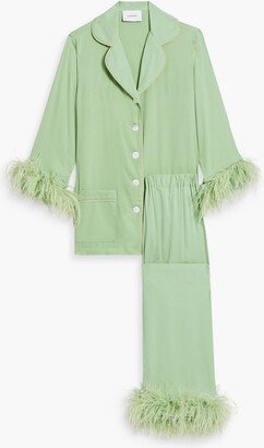 Party feather-embellished twill pajama set