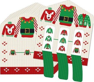 Big Dot of Happiness Ugly Sweater - Holiday and Christmas Party Game Pickle Cards - Pull Tabs 3-in-a-Row - Set of 12