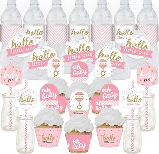 Big Dot of Happiness Hello Little One - Pink and Gold - Girl Baby Shower Favors and Cupcake Kit - Fabulous Favor Party Pack - 100 Pieces