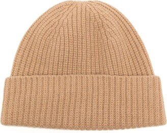 Ribbed-Knit Turn-Up Brim Beanie