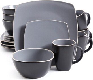 Soho Lounge Matte 16 Piece Dinnerware Set in Black and Gray