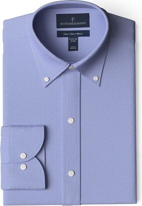 Men's Slim-Fit Supima Cotton Non-Iron Button-Collar Pinpoint Dress Shirt