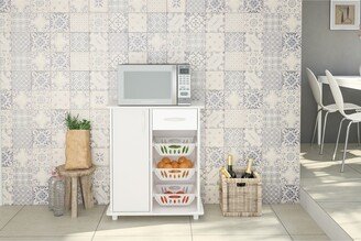 Polifurniture Compact Kitchen Cabinet with 3 Baskets, White