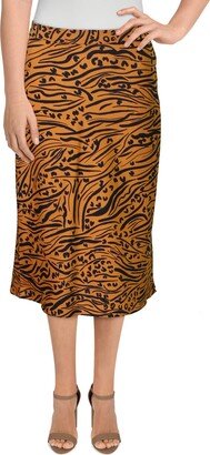 Womens Crepe Tiger Print Midi Skirt