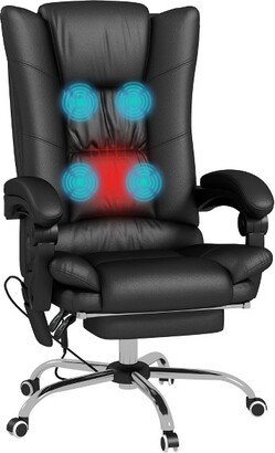 Vibration Massage Office Chair with Heat, Adjustable Height, High Back, Armrest, Footrest, PU Leather Comfy Computer Chair, Black