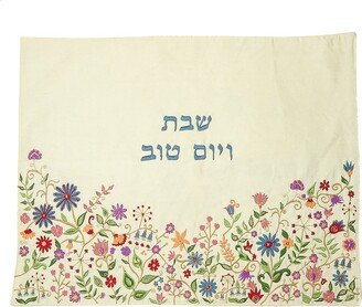 Yair Emanuel Challah Cover Silk Embroidered Flowers - Shabbat & Yom Tov