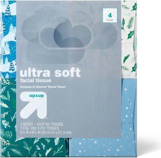 Holiday Ultra Soft Facial Tissue - 4pk/65ct - up & up™