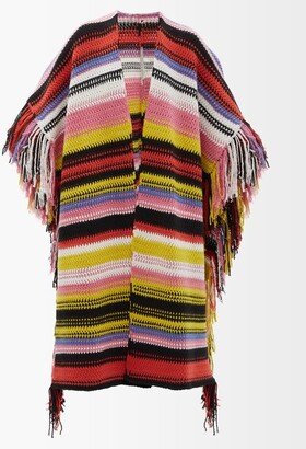Striped Recycled-cashmere Blend Poncho