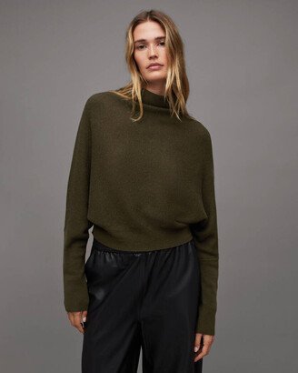 Ridley Cropped Wool Cashmere Mix Sweater - Olive Green