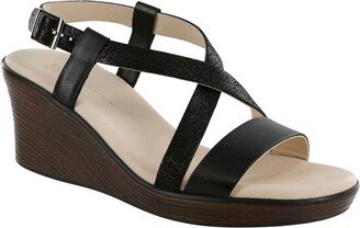 Delight Cross Strap Wedge Sandal - Medium In Black Web