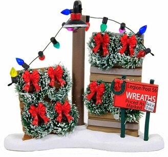 Villages Lit Legion Post 56 Wreaths For Sale - One Village Accessory 5.25 Inches - Christmas Lighted Battery Operated - 6011462