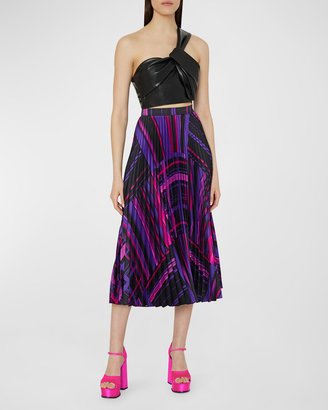 Otha Pleated Geometric-Print Midi Skirt