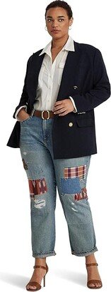 Plus Size Patchwork Relaxed Tapered Jeans in Skye Wash (Skye Wash) Women's Jeans