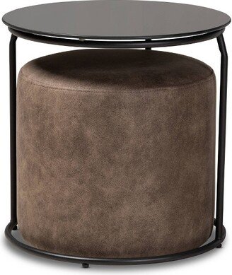 2pc Kira Nesting Table and Ottoman Set Brown/Black