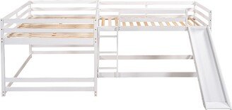 hommetree Full and Twin Size L-Shaped Bunk Bed with Slide and Short Ladder