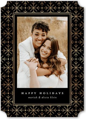 Holiday Cards: Modern Snowflake Holiday Card, Black, 5X7, Holiday, Matte, Signature Smooth Cardstock, Ticket