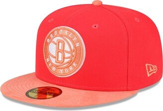 Men's Red, Peach Brooklyn Nets Tonal 59FIFTY Fitted Hat - Red, Peach