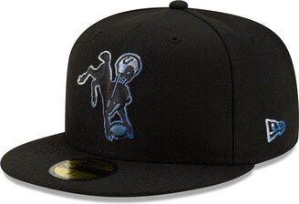 Men's Black Indianapolis Colts Throwback Logo Color Dim 59FIFTY Fitted Hat