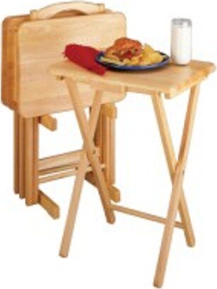 Contemporary Home Living Set of 5 Beige Folding Snack Table – 25.75”