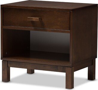 Deirdre Modern and Contemporary Walnut Wood 1 Drawer Nightstand