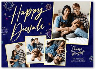 Diwali Cards: Brilliant Fireworks Diwali Card, Blue, 5X7, Matte, Signature Smooth Cardstock, Square