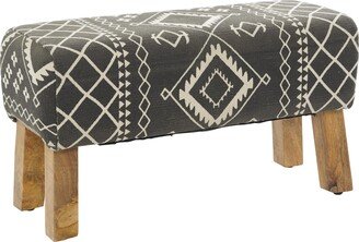 Wood Tribal Bench with Wood Legs