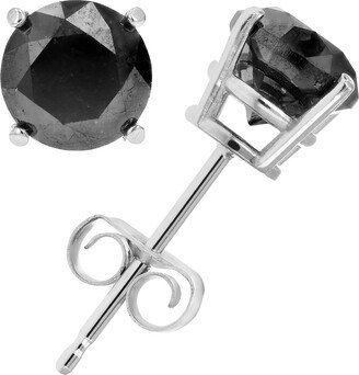 Vir Jewels Black Diamond Stud Earrings .925 Sterling Silver Round with Rhodium Push Backs-AA