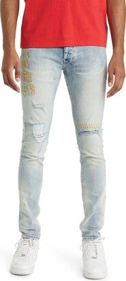 Van Winkle Mid Blue Ripped Skinny Fit Jeans