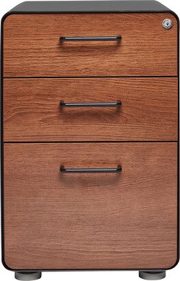 Poppin 3-Drawer Stow Locking Filing Cabinet Matte Black/Walnut
