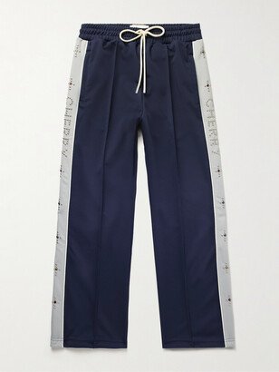 Cherry Los Angeles Straight-Leg Embellished Striped Tech-Jersey Track Pants