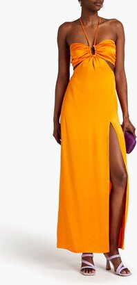 Mieta ruched silk-satin halterneck maxi dress