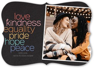 Greeting Cards: Stacked Love Pride Month Greeting Card, Grey, 5X7, Matte, Signature Smooth Cardstock, Bracket