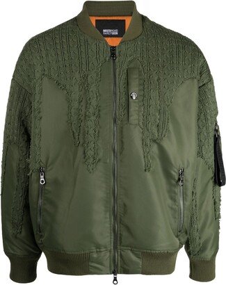 Drip crochet-panelling bomber jacket