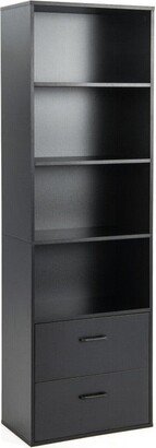 6-Tier Tall Freestanding Bookshelf with 4 Open Shelves and 2 Drawers - 23.5