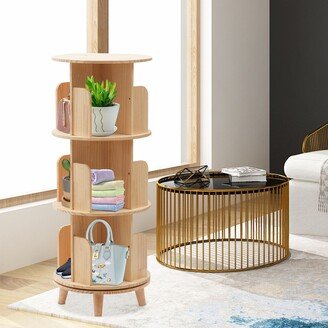 4-Side Revolving Bookcase Rotating Bookshelf Tower