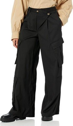 Women's Black Asymmetric Wide-Leg Cargo Pant by @karenbritchick