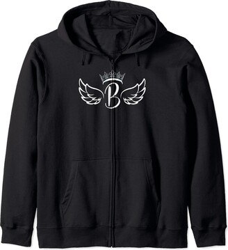 B Letter Queen B Letter B Initial Shirts B Letter Queen B Letter B Crown Capital Alphabet B Monogram Zip Hoodie-AA