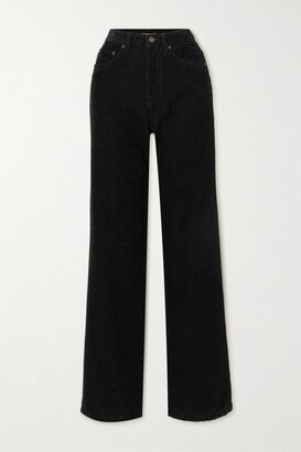 Cotton-corduroy Straight-leg Pants - Black