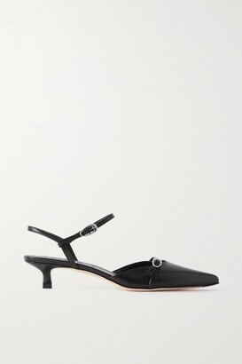 Melia Leather Point-toe Pumps - Black-AA