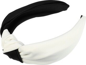 Unique Bargains Women's Top Knotted Fashion Elastic Wide Headband Black White 1 Pc