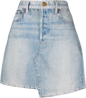 Miramar asymmetric-hem denim skirt