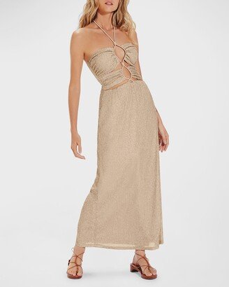 Luana Embellished Halter Maxi Dress